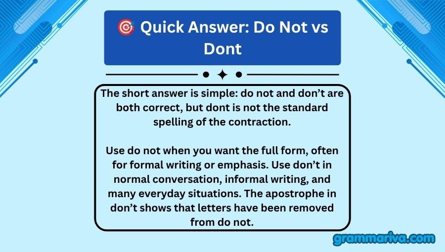 Do Not vs Dont