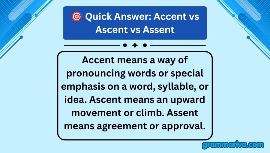 Accent vs Ascent vs Assent