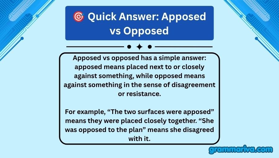 Apposed vs Opposed