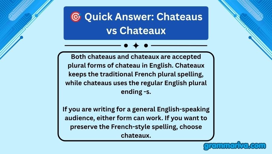 Chateaus vs Chateaux