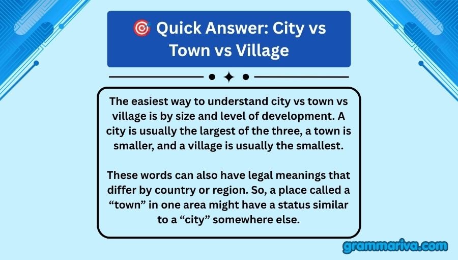 City vs Town vs Village