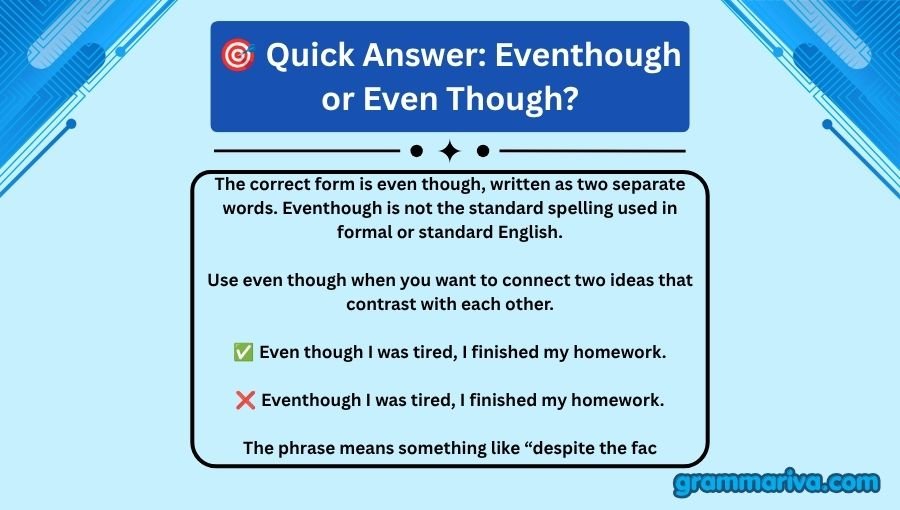 Eventhough or Even Though