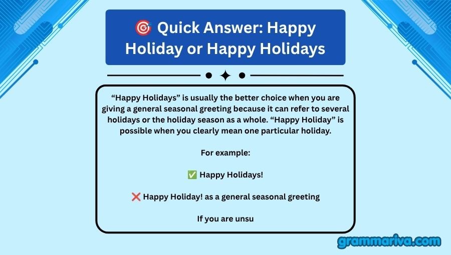 Happy Holiday or Happy Holidays