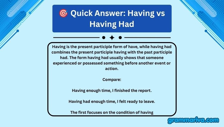 Having vs Having Had