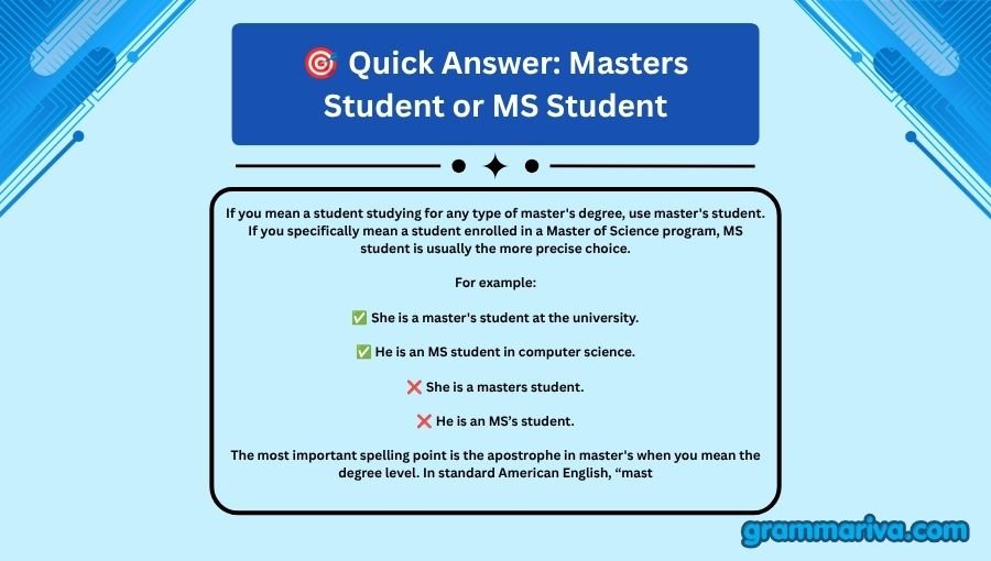 Masters Student or MS Student