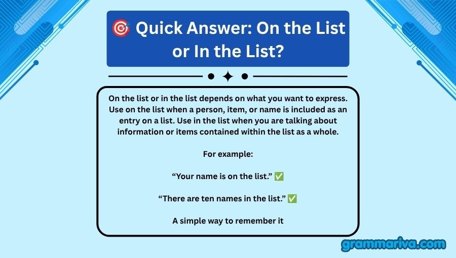 On the List or In the List