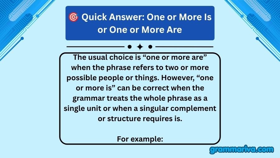 One or More Is or One or More Are