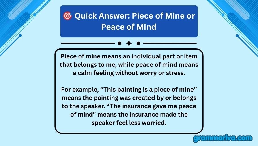 Piece of Mine or Peace of Mind