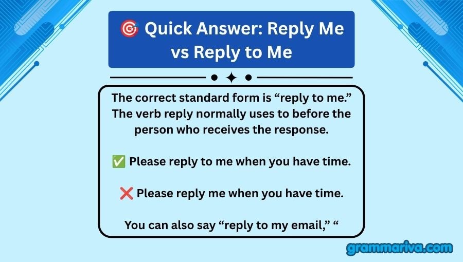 Reply Me vs Reply to Me