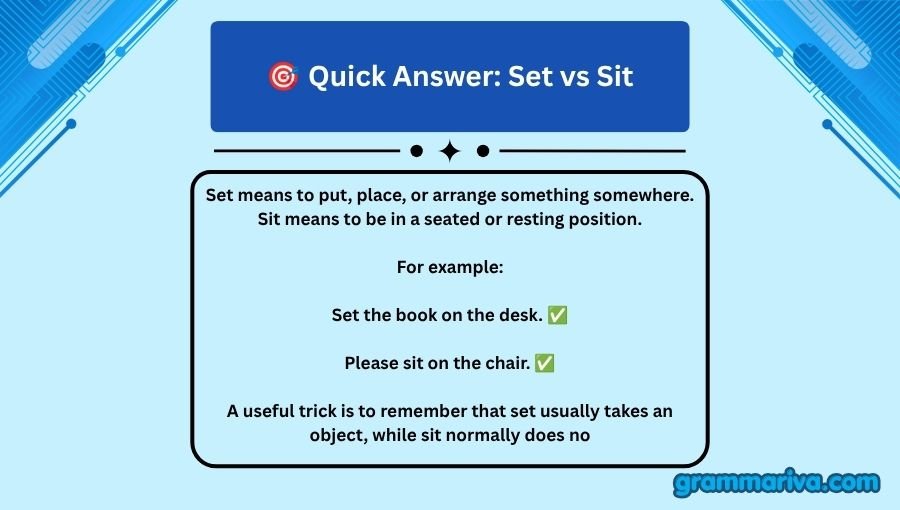 Set vs Sit