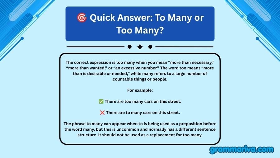 To Many or Too Many