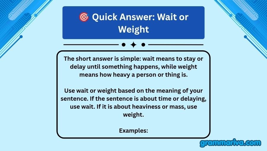 Wait or Weight